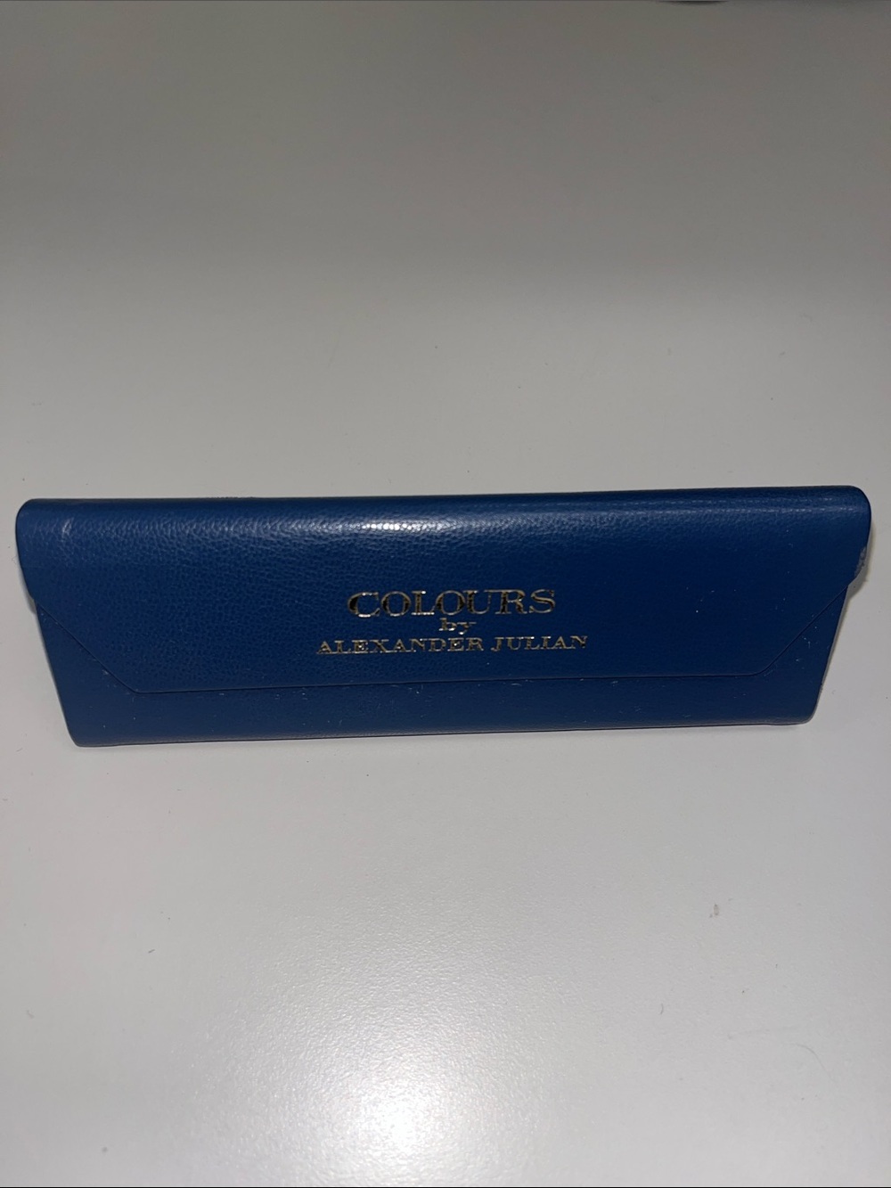 Alexander Julian Blue Eyeglass Case with Gold Logo